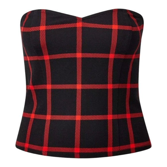 torrid Other - Torrid Sweetheart Plaid Strapless Corset Top - Red and Black Striped Size 2X